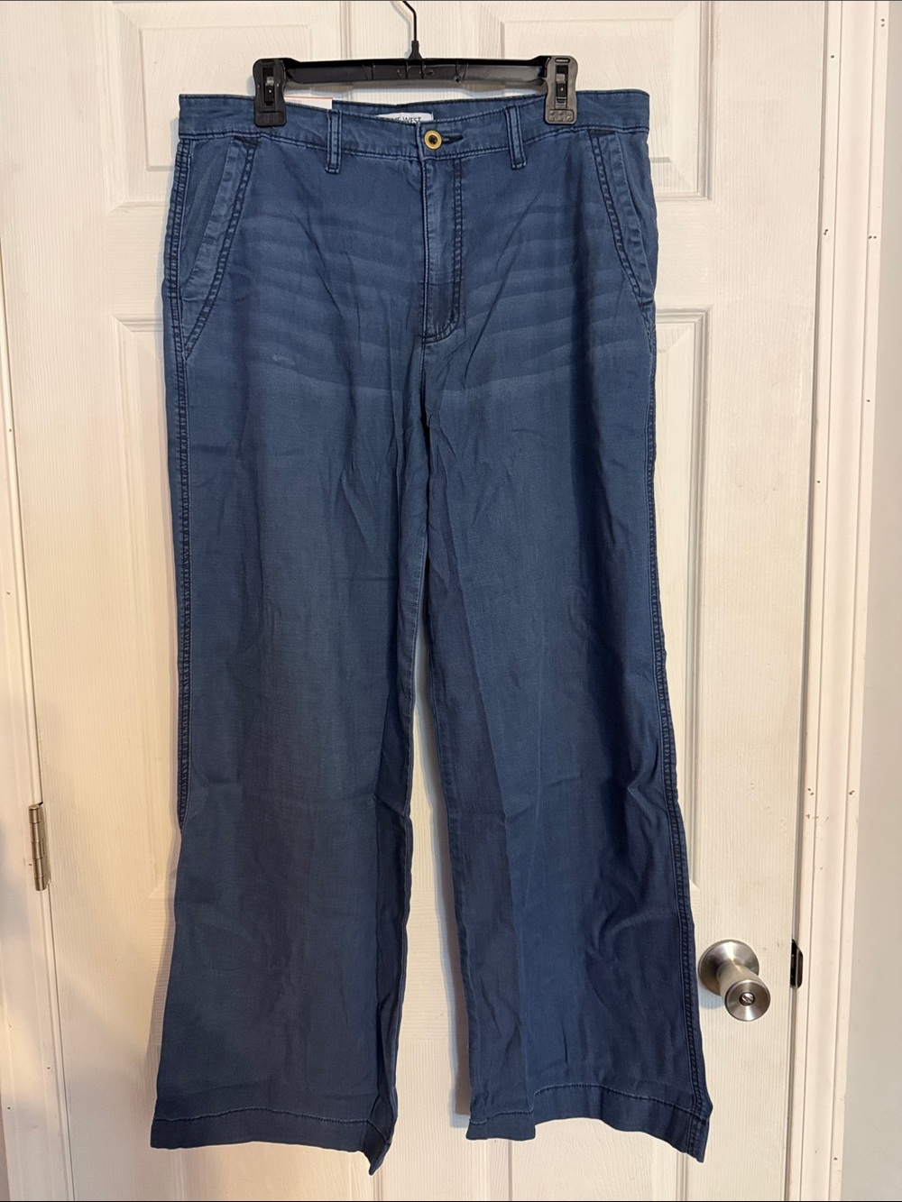 Womens Casual Blue Wide-Leg Jeans